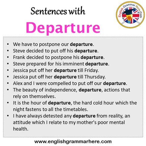 Departure: In a Sentence – WORDS IN A SENTENCE.